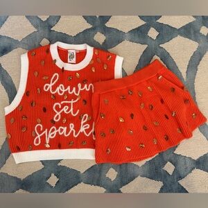 Queen of Sparkles Down Set Sparkle Football Tank/Skirt Set - XS - NWOT